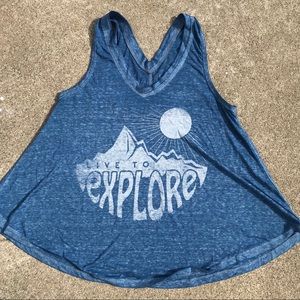 LOL Vintage Live to Explore blue tank top